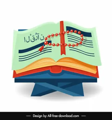 islamic design elements 3d scripture book rosary sketch