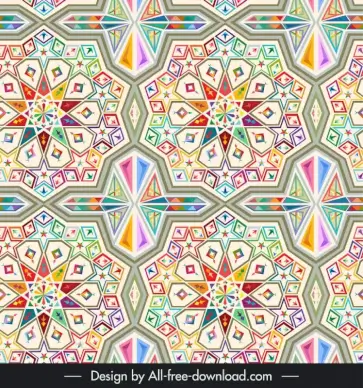 islamic mosaic pattern template colorful symmetric repeating geometric shapes design