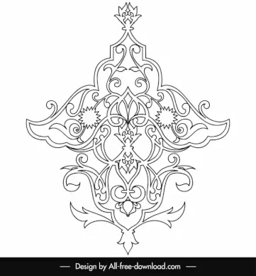 islamic ornament template elegant black white symmetric shape outline