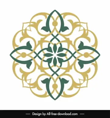 islamic ornament template flat circle seamless symmetric curves shape