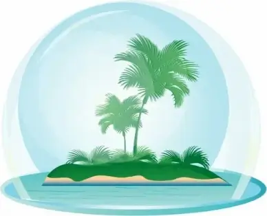 island with a coconut tree