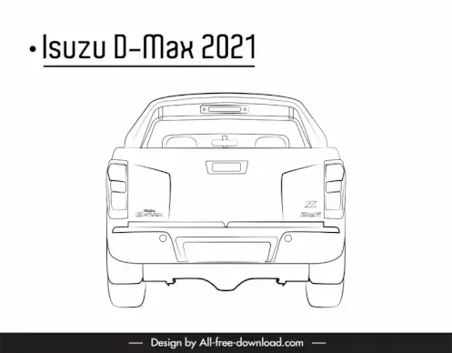 isuzu d max 2021 car advertising banner flat symmetric black white back view outline