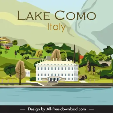 italian lake como advertising banner template classical design 