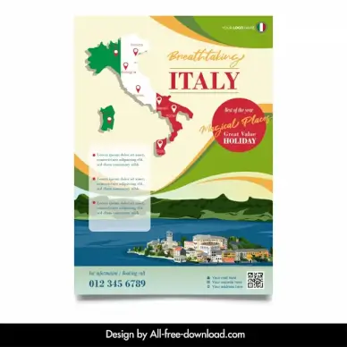 italian lake district travel flyer template design