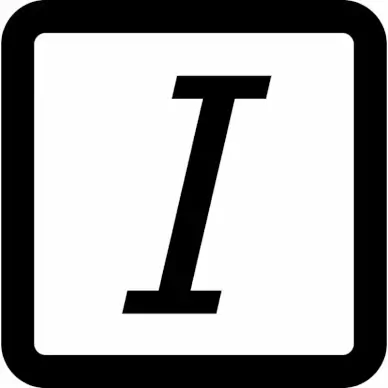 italic button sign template flat black white i letter sketch