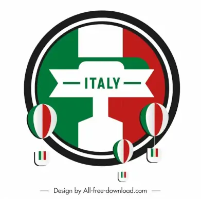 italy badge template flat geometric circle flag elements air balloon decor