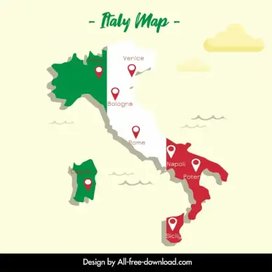 italy city map backdrop template flat shadow decor