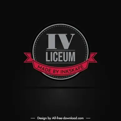 iv liceum logo template dark circle ribbon symmetry 