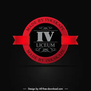 iv liceum logo template elegant dark symmetric ribbon circle