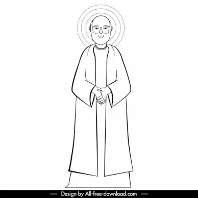 james christian apostle icon black white cartoon character outline