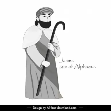 james son of alphaeus christian apostle icon black white cartoon character outline