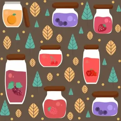 jams background jar leaves icons decor repeating design