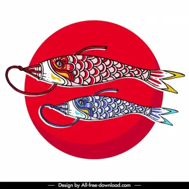 japan culture design elements carp lantern sketch handdrawn classic