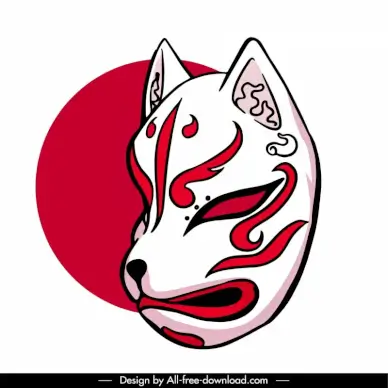japan design elements traditional dog face mask sketch
