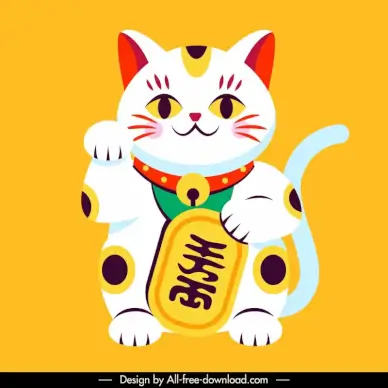 japanese lucky cat icon cute cartoon design 