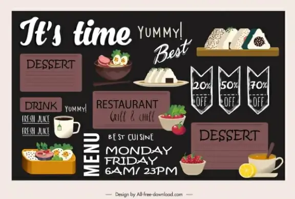 japanese restaurant menu template elegant dark food decor