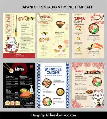 japanese restaurant menu templates collection elegant classic design 