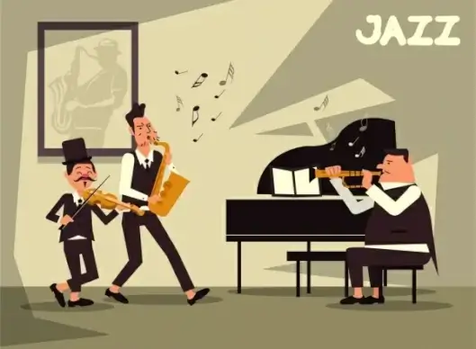 jazz background music band icon cartoon characters
