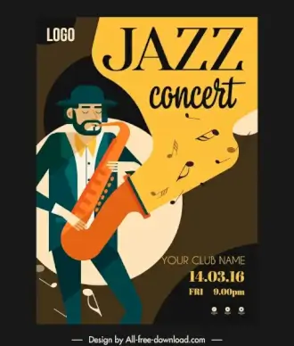 jazz concert poster trumpet performer sketch colorful classic