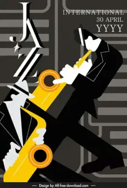 jazz music banner retro dark flat design