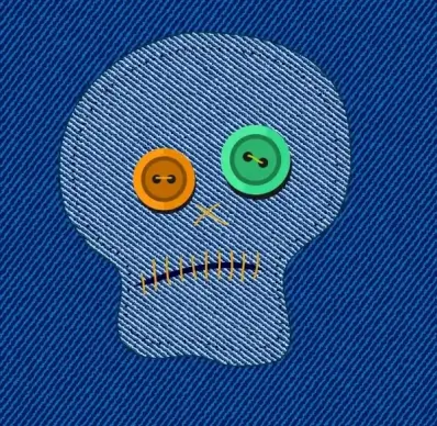 jean textile background skull decoration