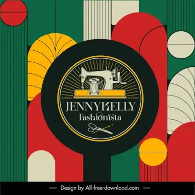 jennykelly fashionista pattern template sewing machine thread scissors sketch flat geometric design