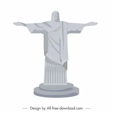 jesus statue icon 3d outline 