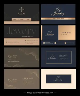 jewelry business card templates collection dark elegance 
