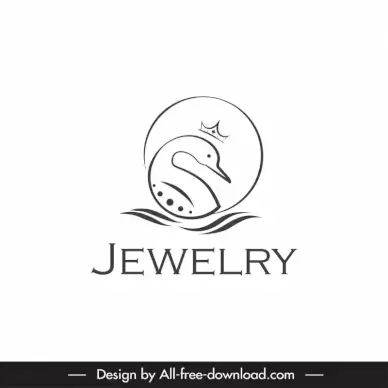jewelry logo template classical flat handdrawn circle loon sketch