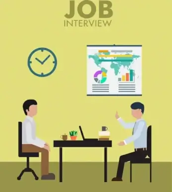 job interview theme colored human icons office theme