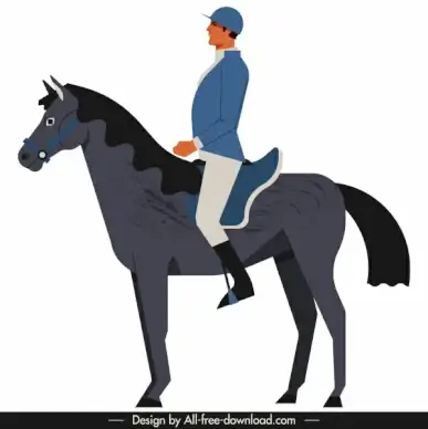 jockey icon colored cartoon sketch