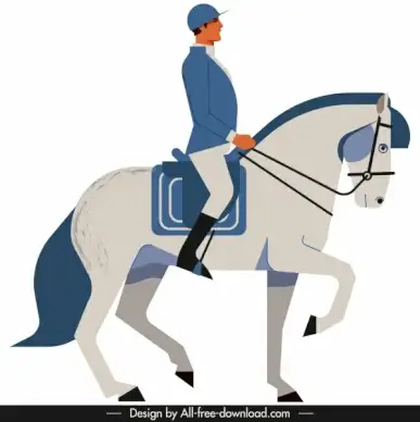 jockey icon colored cartoon sketch classical design