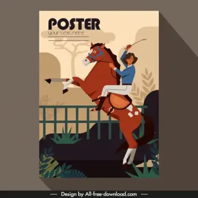 jockey poster woman sketch colorful classic decor