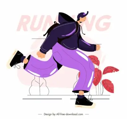 jogging sport icon cartoon character sketch