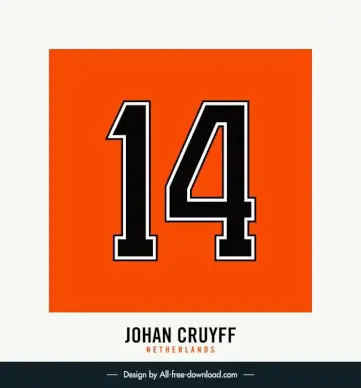 johan cruyff number 14 template flat text number sketch