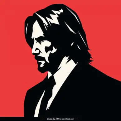 john wick portrait black white handdraw