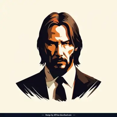 john wick portrait contrast handdrawn cartoon