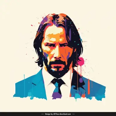 john wick portrait dynamic grunge watercolor