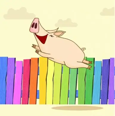 joyful pig painting colorful cartoon designhttpeditorabsfreepiccom