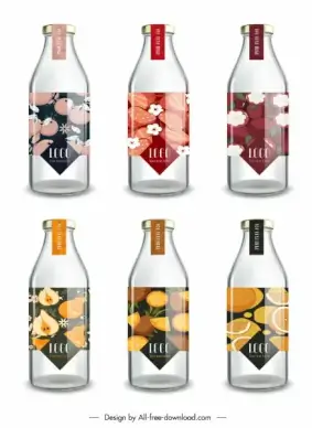 juice bottle label templates shiny sketch classic flat