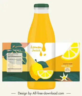juice bottle template bright yellow decor classic design