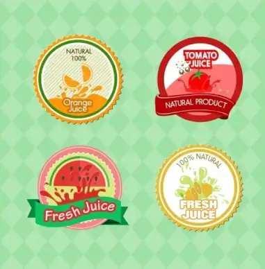 juice labels collection orange tomato watermelon lemon decoration