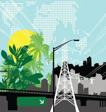 jungle city vector