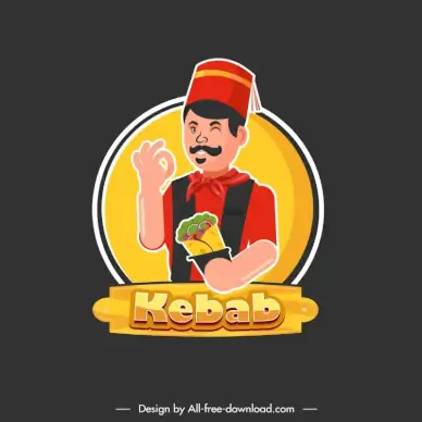 kabab chef logo man food circle decorated