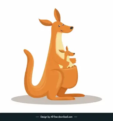 kangaroo icon cute cartoon sketch 