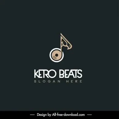 kero beats logo template flat classical music note bird sign sketch