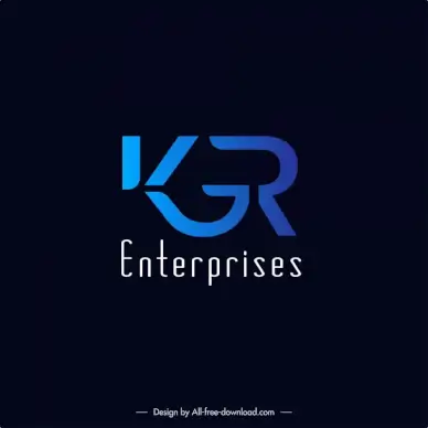 kgr enterprises logo template elegant flat dark stylized texts sketch