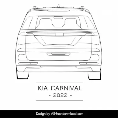 kia carnival 2022 car model template back view back view handdrawn outline
