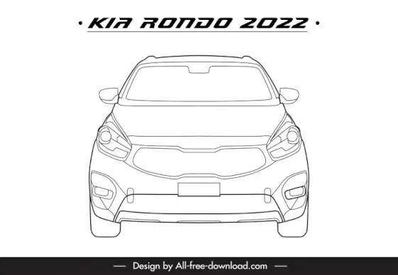 kia rondo 2022 car model icon flat black white handdrawn symmetric front view outline