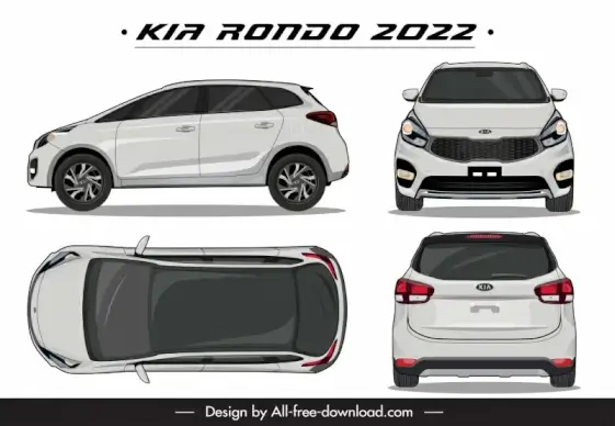 kia rondo 2022 car models advertising template modern different views outline 